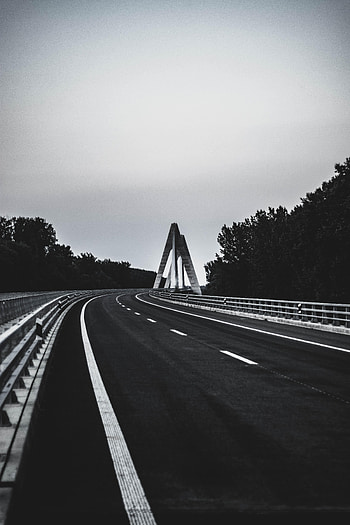 Nature, Trees, Road, Markup, Bw, Chb HD phone wallpaper