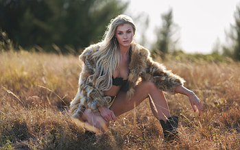 Rebecca, blonde, woman, christopher rankin, fur, model, girl HD wallpaper