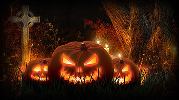 Halloween scary spooky cemetery pumpkins | . HD wallpaper