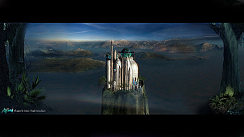 Temple of the third planet, Temple, Dragon, Heroe, Planet HD wallpaper