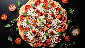 Fresh Margherita Pizza, pizza, margherita pizza, tomato, flower HD wallpaper