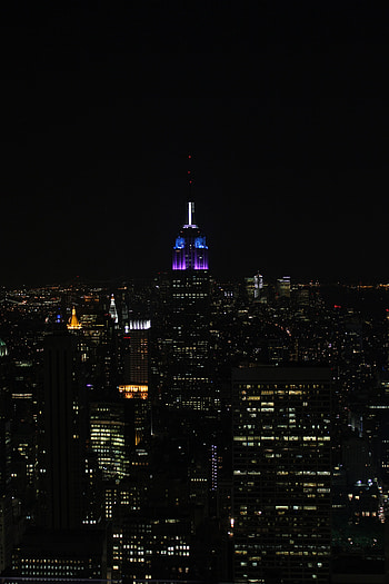 Building, View From Above, Dark, Night City, Urban Landscape, Cityscape, New York HD phone wallpaper