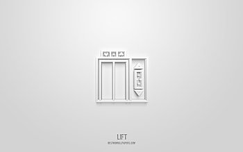 Lift 3d icon, white background, 3d symbols, Lift, hotel icons, 3d icons, Lift sign, hotel 3d icons HD wallpaper