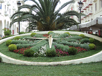 greek time, greece, clock, flowers, time HD wallpaper