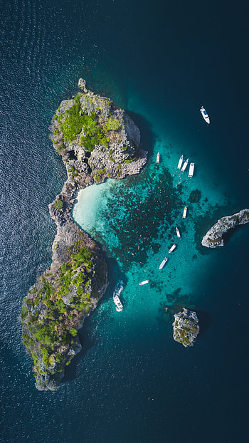 Island, Island ocean aerial view, Q, Samsung Galaxy HD phone wallpaper