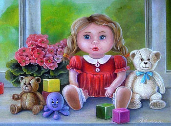 ★Toys on Vacation★, artworks, spring, dolls, adorable, stuffed animals, toys, gifts, weird things people wear, paintings, creative pre-made, summer, love four seasons, still life, pretty, softness beauty, flowers, lovely HD wallpaper