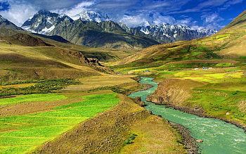 valley, river, fun, cool, nature, mountain HD wallpaper