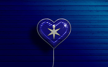 I Love Chiba, , realistic balloons, blue wooden background, Day of Chiba, japaenese prefectures, flag of Chiba, Japan, balloon with flag, Prefectures of Japan, Chiba flag, Chiba HD wallpaper
