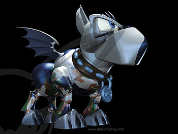 Mean Dog, dog, metalic, mean, 3d HD wallpaper
