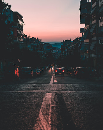 Cities, Auto, Twilight, City, Road, Dusk HD phone wallpaper