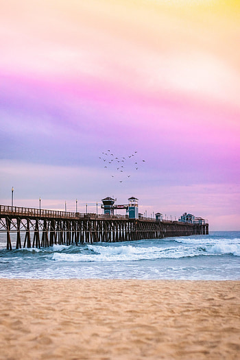 Nature, Sea, Waves, Beach, Pier HD phone wallpaper