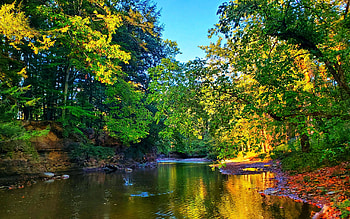 Metropark in Cleveland, Ohio, sky, usa, trees, autumn, water, reflections HD wallpaper