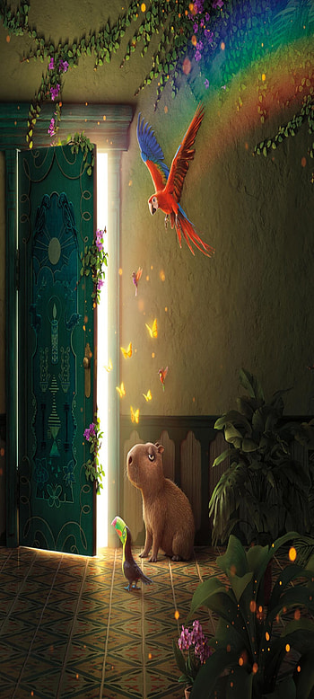 encanto, animales, luz, puerta, animales animados, misterios, casa HD phone wallpaper