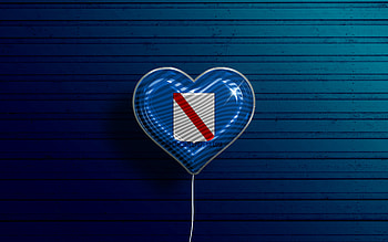 I Love Campania, , realistic balloons, blue wooden background, Day of Campania, italian regions, flag of Campania, Italy, balloon with flag, Campania flag, Campania HD wallpaper