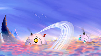 Fantasy World With Cute Robots, clouds, cloud, robot, sky, artist, artwork, art, digital-art, ai, deviantart HD wallpaper