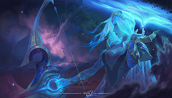 Archer, girl, blue, fantasy, koyamamichiru, luminos HD wallpaper