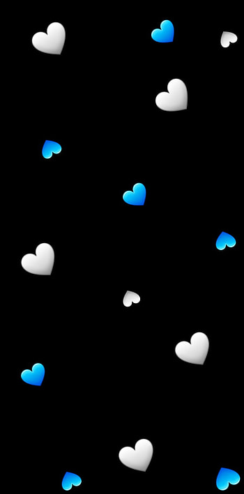 Blue Heart, white, black, hearts HD phone wallpaper