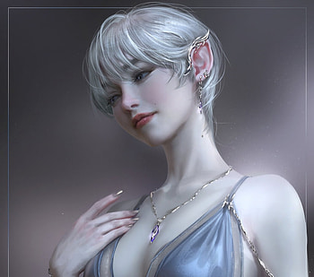 Smile, pendant, blue, frumusete, art, nixeu, girl, elf, jewel, fantasy, luminos HD wallpaper