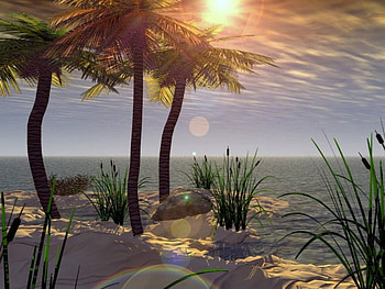 Sunset, nature, 3d HD wallpaper