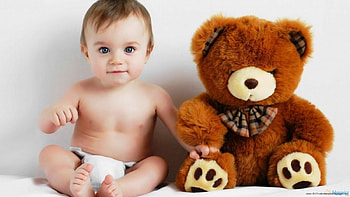 teddy and me, baby, teddy, making friends, bear HD wallpaper