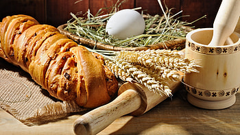 High quality , Bread ingredients, Wooden mortar, Wholesome HD wallpaper