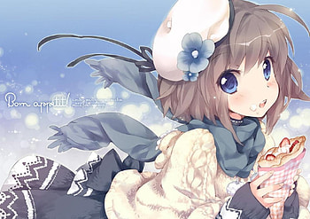 Cute Girl, winter, orginal, snow, girl, food HD wallpaper