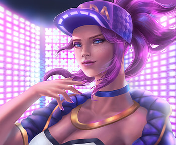 Akali, violet hair, beautiful, KDA, art HD wallpaper