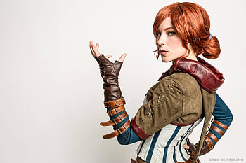 Triss, cosplay, girl, redhead, the witcher HD wallpaper