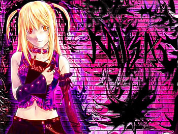 Misa Amane, black, cute, amane, death, misa, kawaii, pink, note, graffiti HD wallpaper