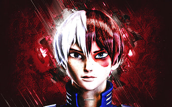 Shoto Todoroki, My Hero Academia, superhero, red stone background, Shoto Todoroki portrait, My Hero Academia characters, Todoroki Shoto HD wallpaper