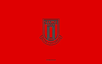 Stoke City FC, red background, English football team, Stoke City FC emblem, EFL Championship, Stoke-on-Trent, England, football, Stoke City FC logo HD wallpaper
