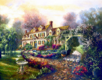 Thistle Dew Gardens, architecture, attractions in dreams, colors, paintings, beautiful, houses, creative pre-made, gardens, love four seasons, rural, trees, nature, flowers, home, places, stunning HD wallpaper