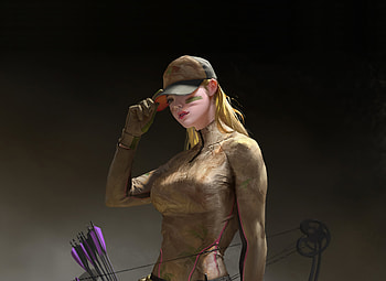 Cap, girl with archer, art HD wallpaper