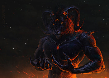 Horns, creature, art, fantasy, dark HD wallpaper