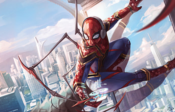 Spiderman Iron Suit Art , spiderman, artstation, artwork, superheroes, digital-art HD wallpaper