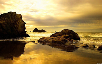 Landscape, Water, Stones, Sea, Beach HD wallpaper