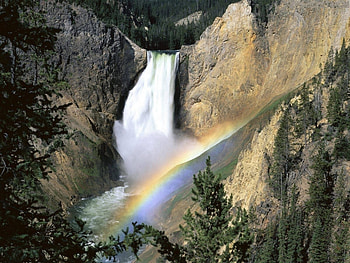 Landscape, Waterfalls, Rainbow HD wallpaper
