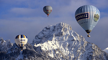 Landscape, Mountains, Balloons HD wallpaper