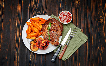 Dinner, potatoes, food, meat HD wallpaper