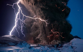 lighting, volcano, nature, storm HD wallpaper