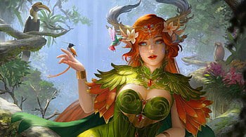 Faun and Birds, birds, digital, art, fantasy, girl, woman, , faun, fairy, pretty HD wallpaper