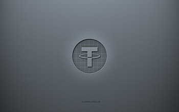 Tether logo, gray creative background, Tether sign, gray paper texture, Tether, gray background, Tether 3d sign HD wallpaper