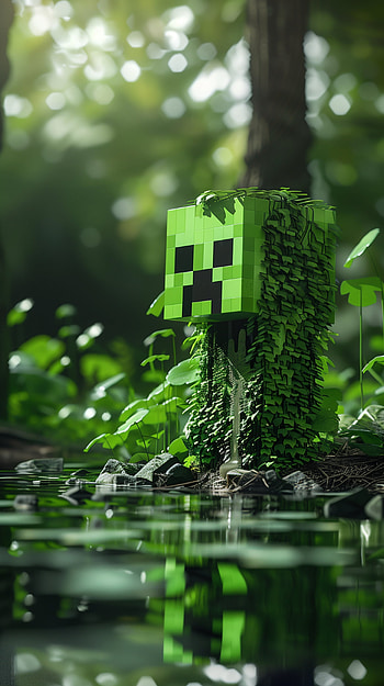 Minecraft Creeper in Forest, video game, Minecraft, Creeper (Minecraft) HD phone wallpaper