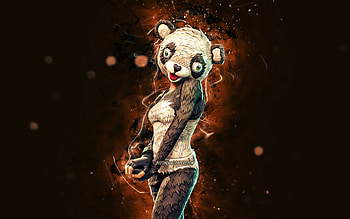 Panda Team Leader, , brown neon lights, Fortnite Battle Royale, Fortnite characters, Panda Team Leader Skin, Fortnite, Panda Team Leader Fortnite HD wallpaper
