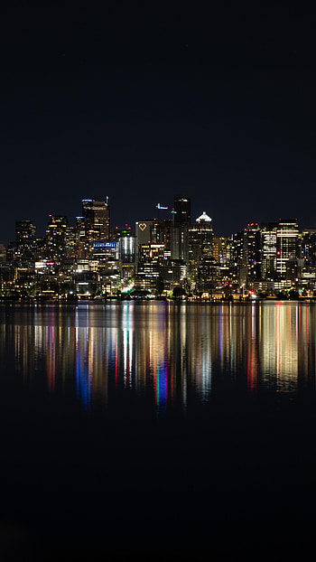 Cities, Night, City, Building, Reflection, Coast, Megapolis, Megalopolis HD phone wallpaper