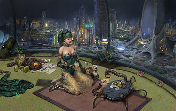Dinner, crab, art, xuan liu, cat, food, dark, view from the top, pisici, fantasy, luminos HD wallpaper