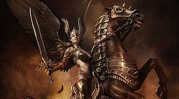 Fantasy valkyrie, horse, valkyrie, fantasy, woman HD wallpaper
