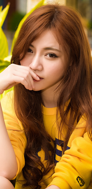 Radiant Redhead: Asian Model with Brown Eyes – Perfect , brown eyes, redhead, model, woman, asian HD phone wallpaper