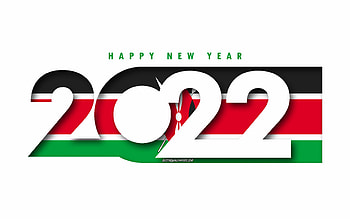 Happy New Year 2022 Kenya, white background, Kenya 2022, Kenya 2022 New Year, 2022 concepts, Kenya, Flag of Kenya HD wallpaper
