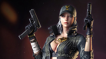 Cap Girl With Two Guns , artist, artwork HD wallpaper